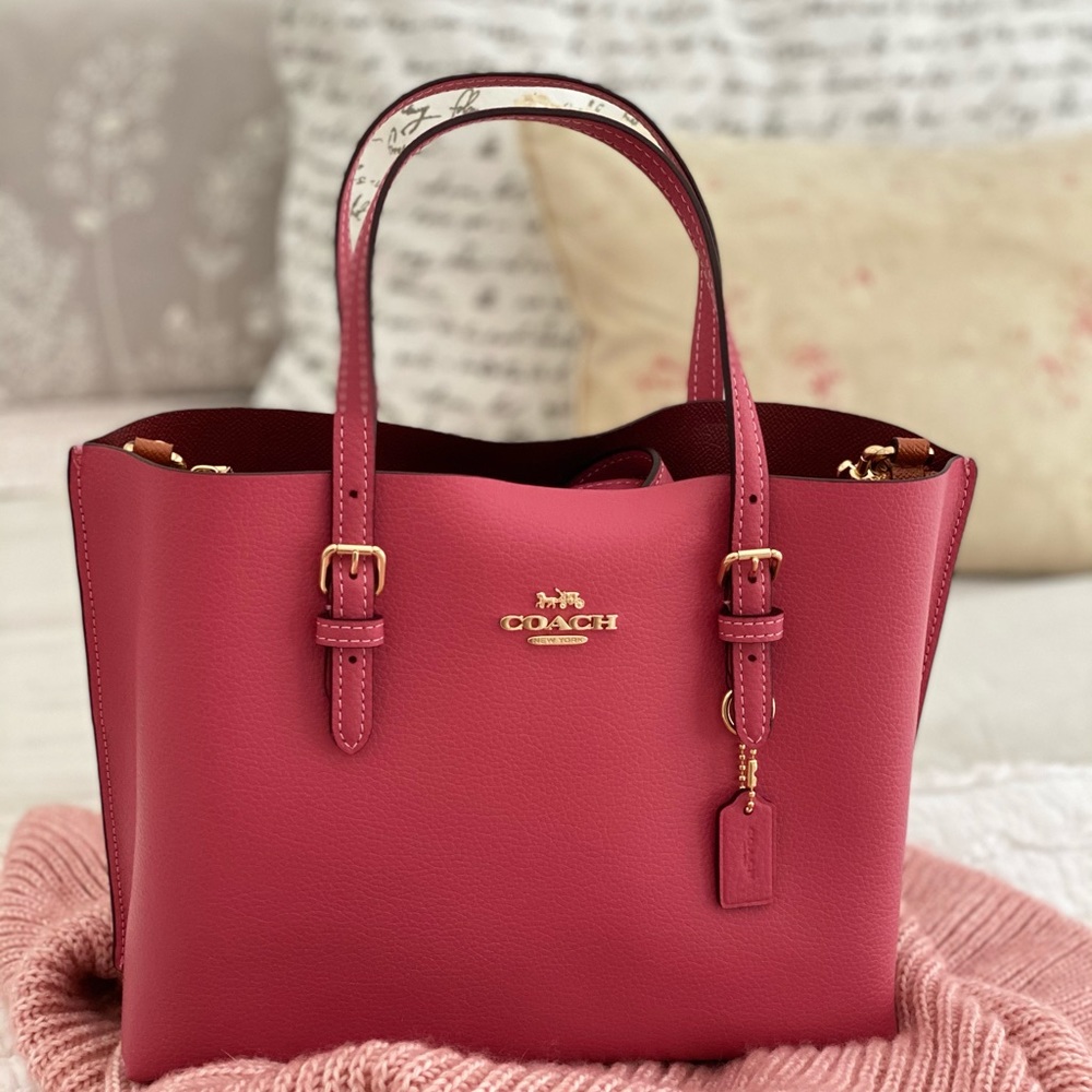 ๐ COACH | Pink Strawberry Haze Mollie Tote 25 Crossbody Shoulder Bag Purse - Picture 1 of 16